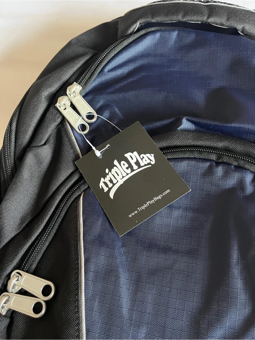 Brand New Triple Play Backpack Black Blue Large School Travel Daypack